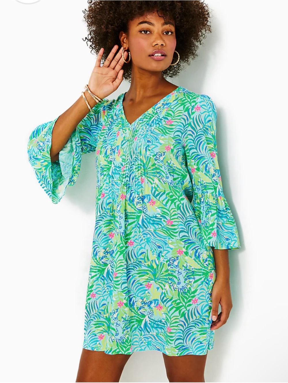 LILLY PULITZER DANIKA 3/4 SLEEVE TUNIC DRESS, MULTI VIA PARIGI